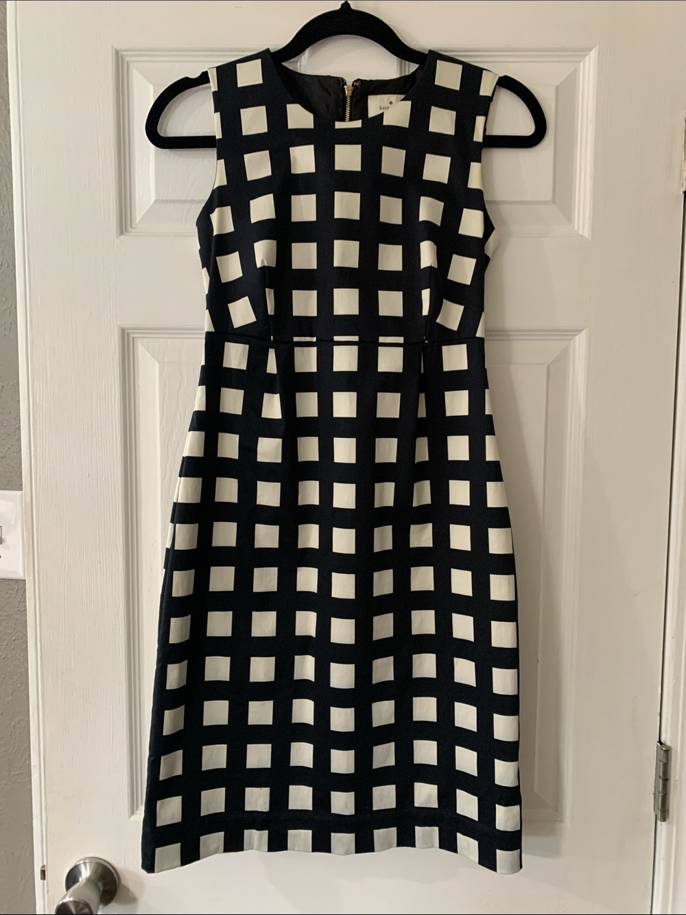 kate spade Black and White Checked Midi Dress